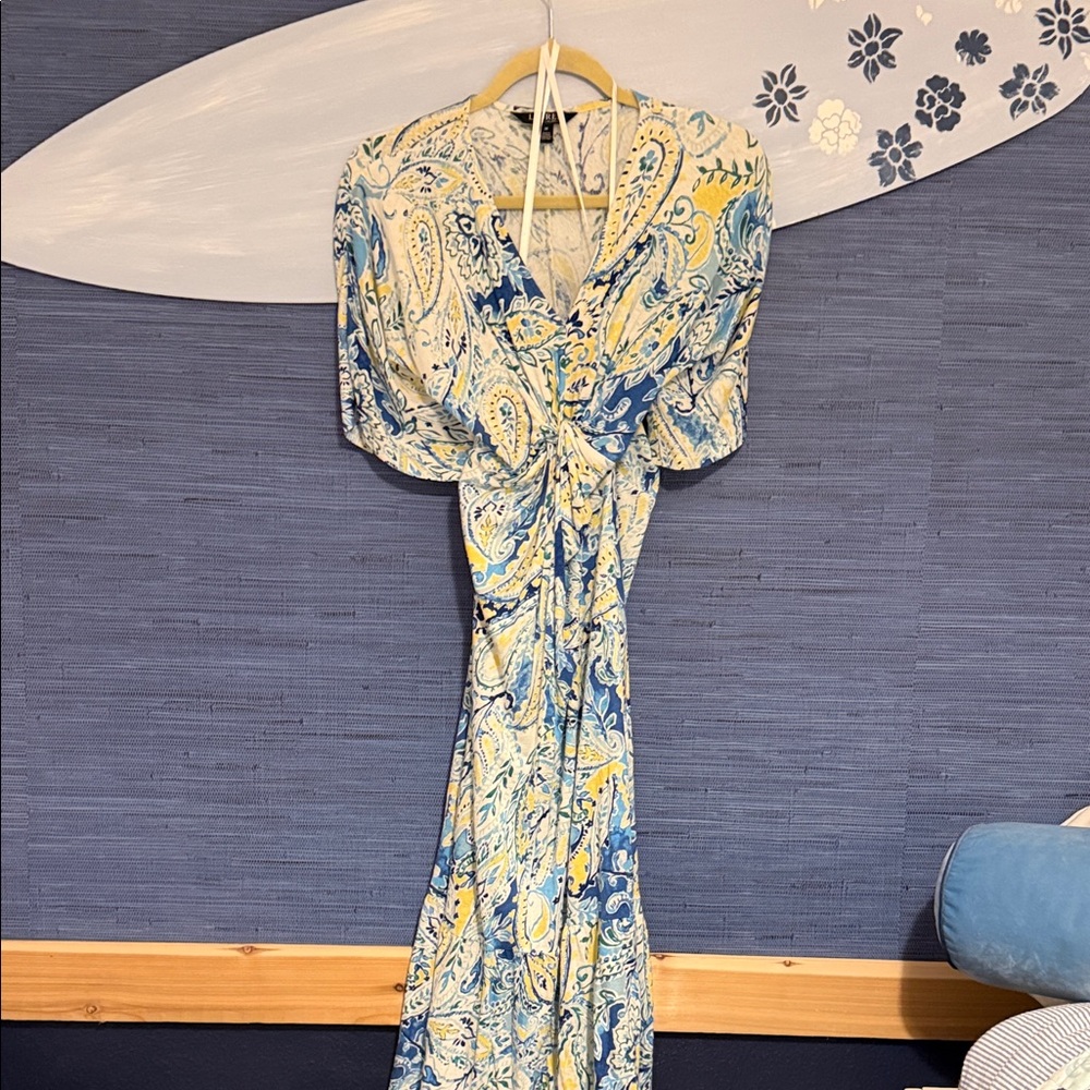 Polo Ralph Lauren Blue and Yellow Paisley Maxi Dress